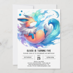 Rustic Editable Fox Birthday Invitation