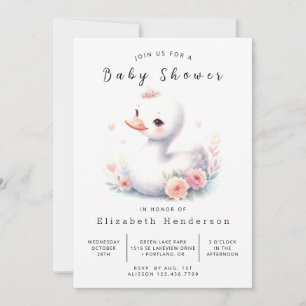 Rustic Editable Swan Baby Shower Invitation