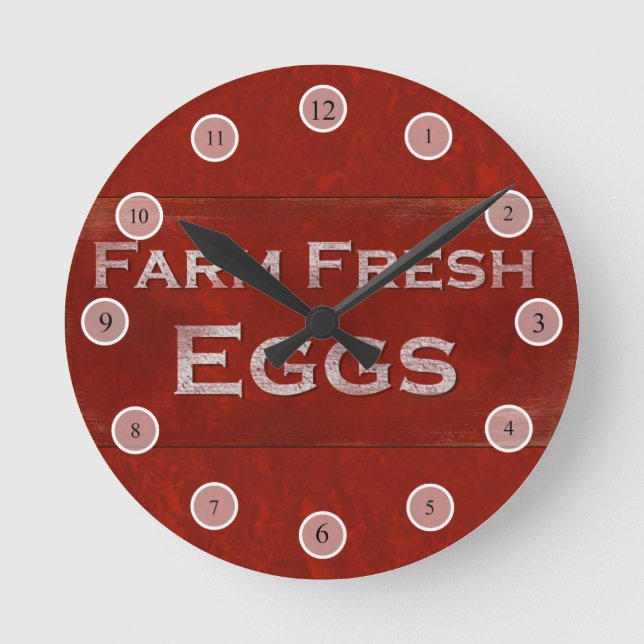 Rustic Eggs Sign Wall Clock (Front)