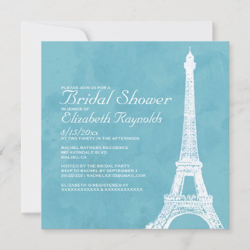Rustic Eiffel Tower Bridal Shower Invitations