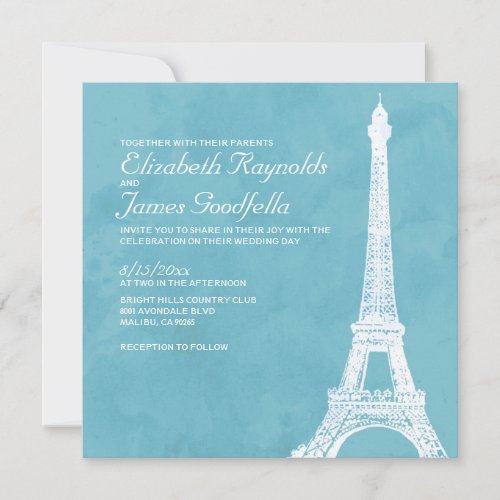 Rustic Eiffel Tower Wedding Invitations