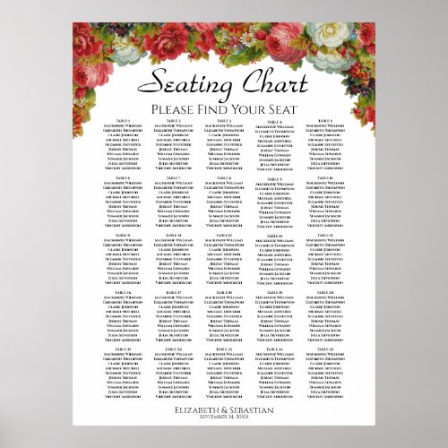 Rustic Elegance 25 Table Wedding Seating Chart