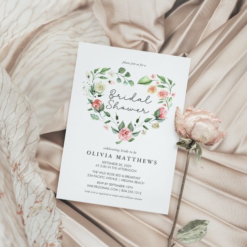 Rustic Elegance Blush Floral Bridal Shower  Invitation