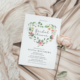 Rustic Elegance Blush Floral Bridal Shower Invitation