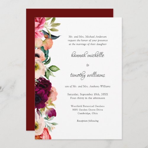 Rustic Elegance Boho Floral Watercolor Wedding Invitation