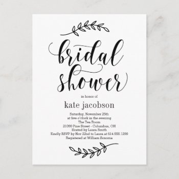 Rustic Elegance Bridal Shower Invitation Postcard by berryberrysweet at Zazzle