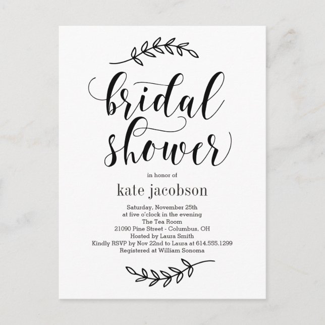 Rustic Elegance Bridal Shower Invitation Postcard (Front)