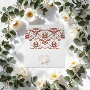 Rustic Elegance Bronze Damask Wedding Envelope