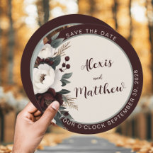 Rustic Elegance Burgundy Floral Save The Date