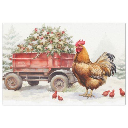 Rustic Elegance Christmas Tree Farm  Chickens Tissue Paper