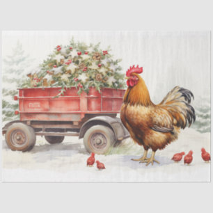Rustic Elegance: Christmas Tree Farm & Chickens Tissue Paper