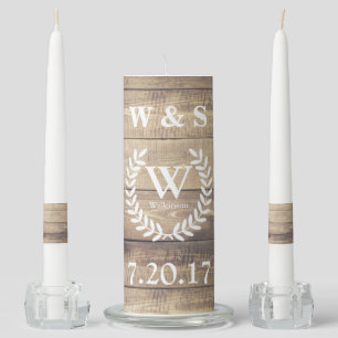 Rustic Elegance Country Farmhouse Laurels Unity Candle Set