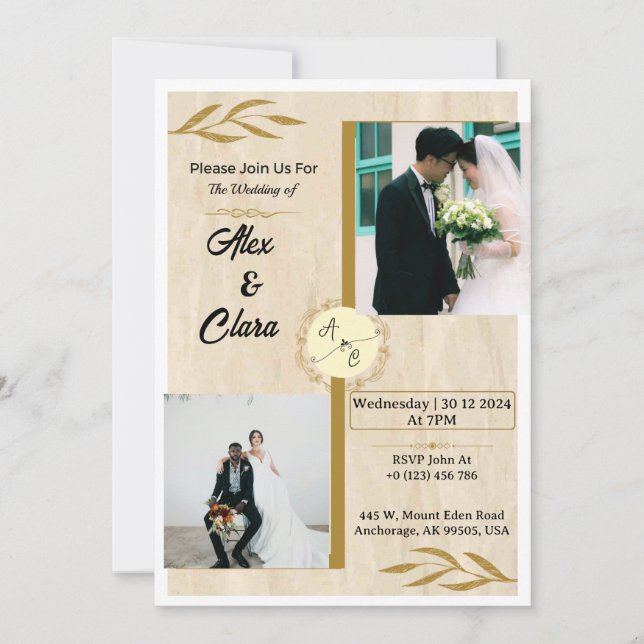 Rustic Elegance Custom  Photo Invitation (Front)