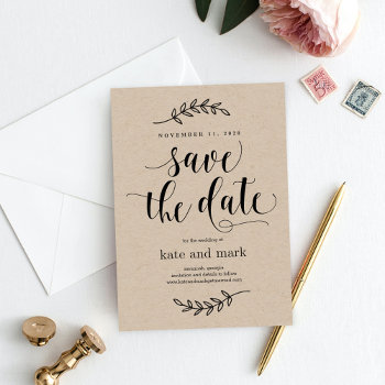 Rustic Elegance Editable Color Save The Date Card by berryberrysweet at Zazzle