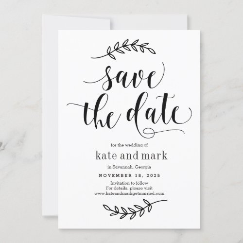 Rustic Elegance EDITABLE COLOR Save The Date Card