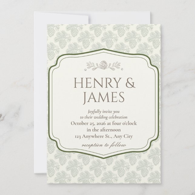 Rustic Elegance Fall Pinecone Invitation (Front)