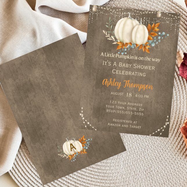Rustic Elegance Fall Pumpkin Baby Shower Invitation (Creator Uploaded)