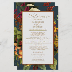 Rustic Elegance Floral Bouquet Wedding Program