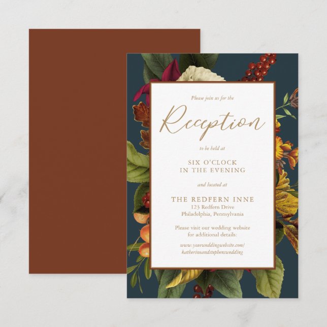 Rustic Elegance Floral Bouquet Wedding Reception E Enclosure Card (Front/Back)