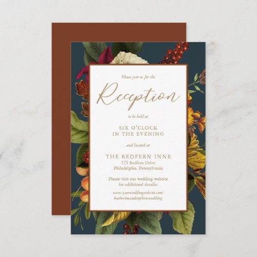 Rustic Elegance Floral Bouquet Wedding Reception E Enclosure Card