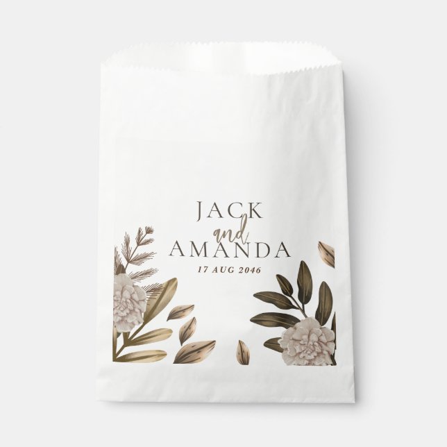 Rustic Elegance Floral party supplies favor bags (Front)