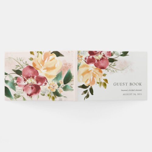 Rustic Elegance  Floral Watercolor Guest Book