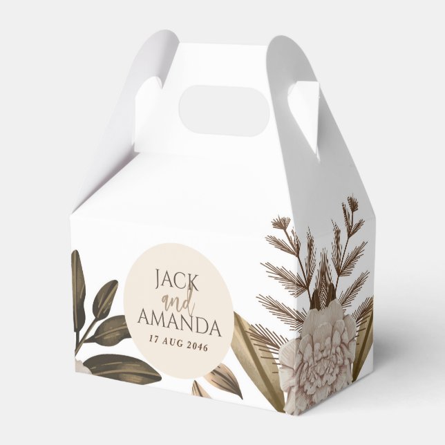 Rustic Elegance Floral Wedding Favor Box (Front Side)