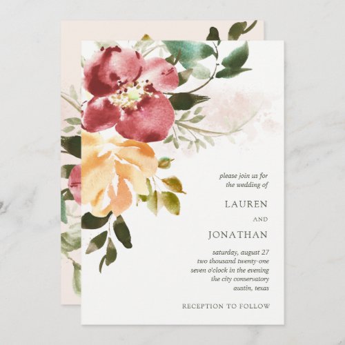 Rustic Elegance  Floral Wedding Invitation