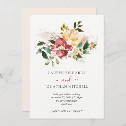 Rustic Elegance  Floral Wedding Invitation