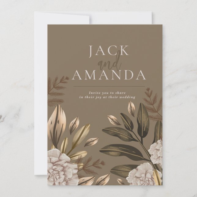 Rustic Elegance Floral Wedding Invitations (Front)