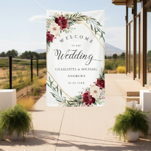 Rustic Elegance Flowers, Gold-Geometric, Wedding  Banner