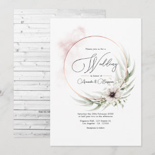 Rustic Elegance Greenery & Copper Wedding QR Code Invitation