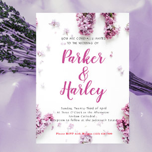 Rustic Elegance Lavender Floral Wedding Invitation