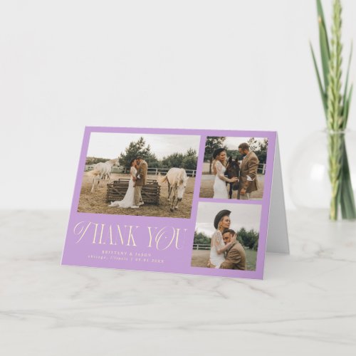 Rustic Elegance Multi Photo Wedding Wisteria Thank You Card