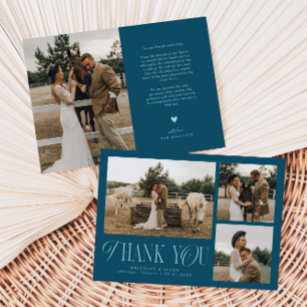 Rustic Elegance Photo Collage Wedding Teal Thank You Card