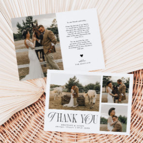 Rustic Elegance Photo Collage Wedding Thank You Card