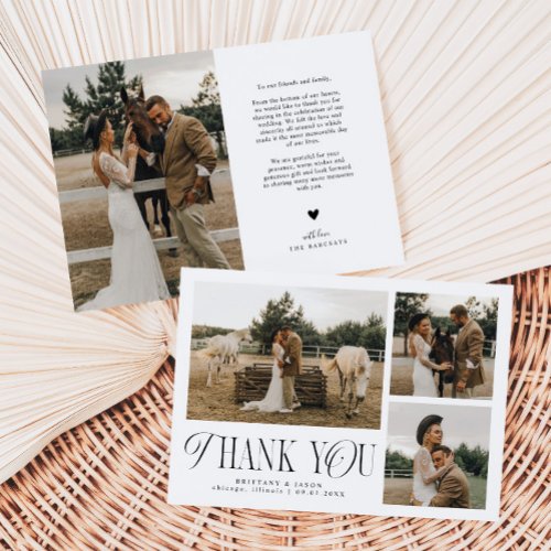 Rustic Elegance Photo Collage Wedding Thank You Card