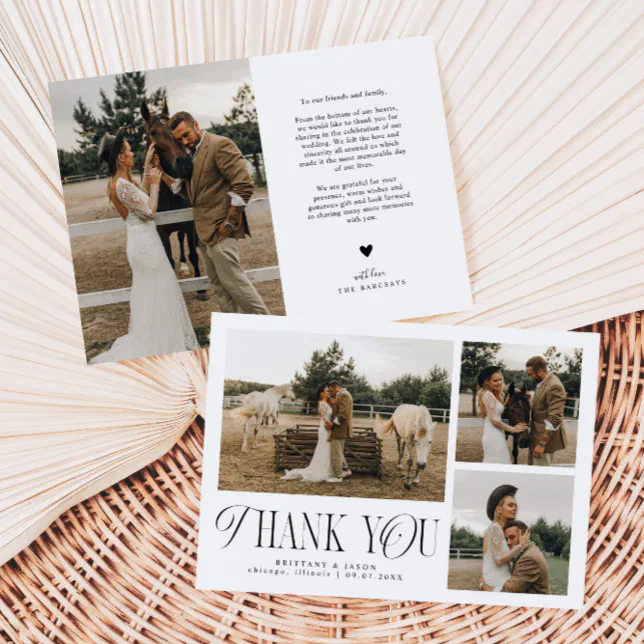 Rustic Elegance Photo Collage Wedding Thank You Card | Zazzle