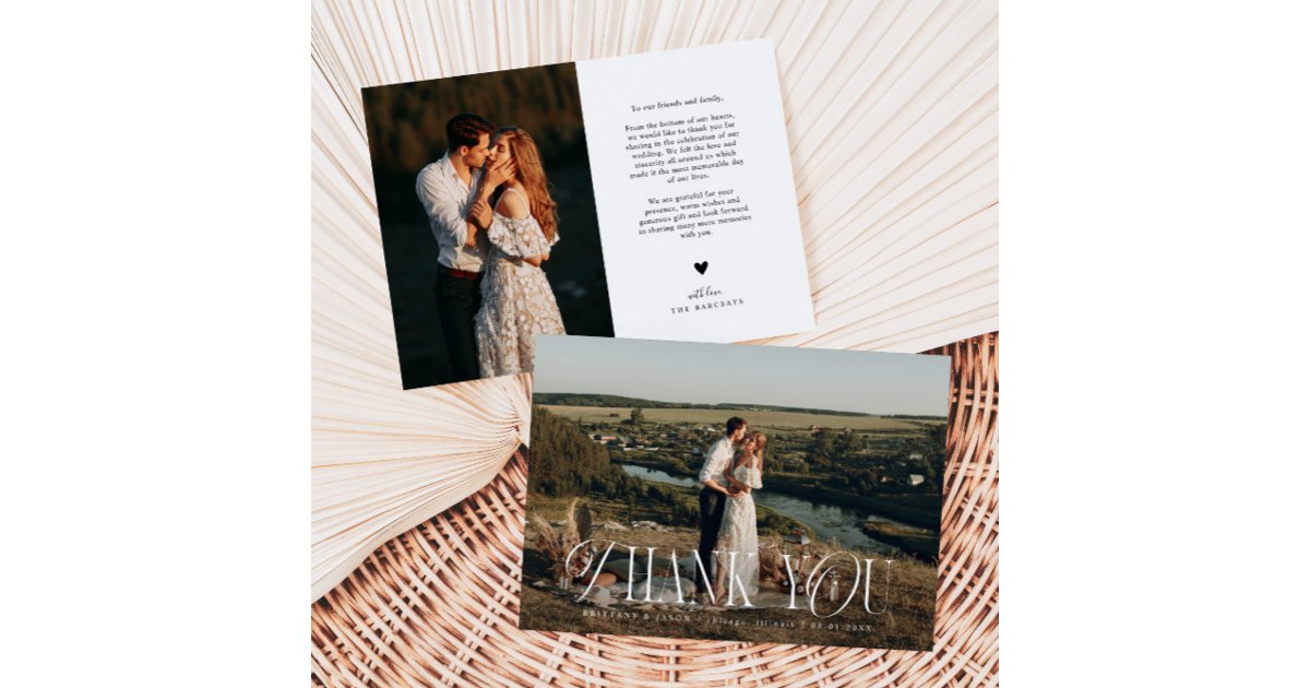 Rustic Elegance Photo Wedding Thank You Card | Zazzle