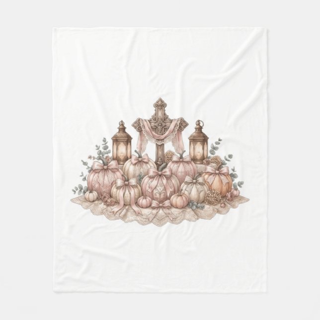 Rustic Elegance Pumpkin Patch Throw Blanket (Front)