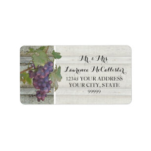 Rustic Elegance Red Wine Grapes Wood Wedding Label