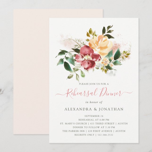 Rustic Elegance | Rehearsal Dinner Invitation (Front/Back)