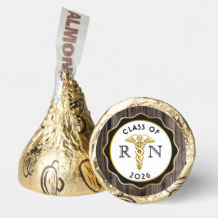 Rustic Elegance RN Caduceus Black   Gold Wood Hershey®'s Kisses®