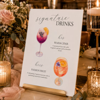 Rustic Elegance Signature Drink Wedding Bar Pedestal Sign