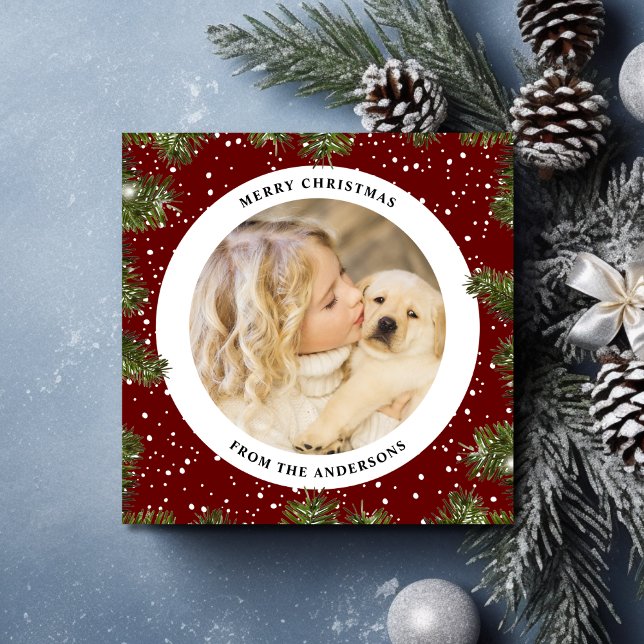 Rustic Elegance Snowy Pine Christmas Holiday Card (Creator Uploaded)
