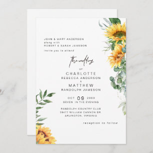 Rustic Elegance Sunflowers in Bloom Wedding Invitation