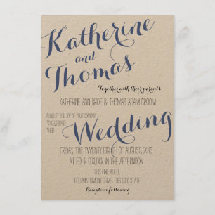 Rustic Elegance Typography Design Wedding Invitation