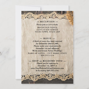 Rustic Elegance Wedding Burlap Lace Barnwood Invitation