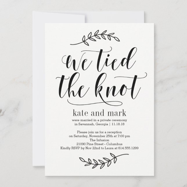 Rustic Elegance Wedding Elopement Invitation (Front)