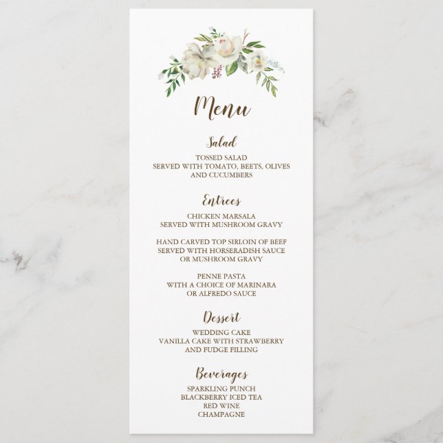 Rustic Elegance Wedding Menu Card (Front)